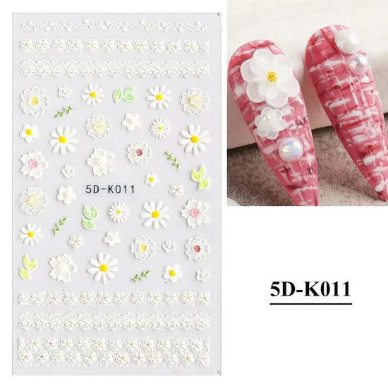 3D Hollow White Bridal Lace Butterfly Nail Stickers Mystorenews.shop