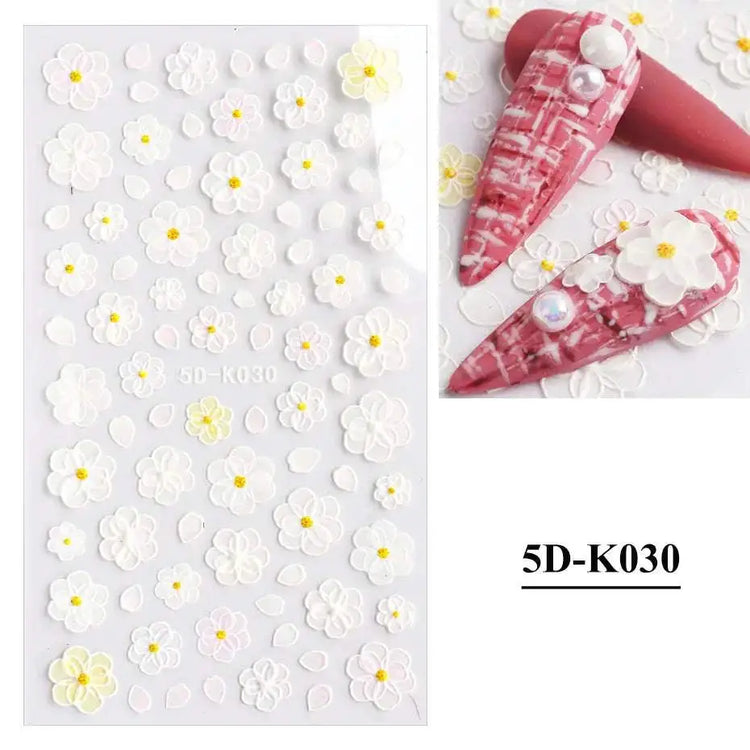 3D Hollow White Bridal Lace Butterfly Nail Stickers Mystorenews.shop