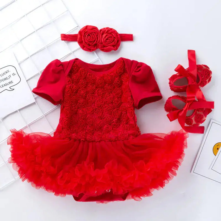Baby Floral Short Sleeve Romper Set with Headband Mystorenews.shop