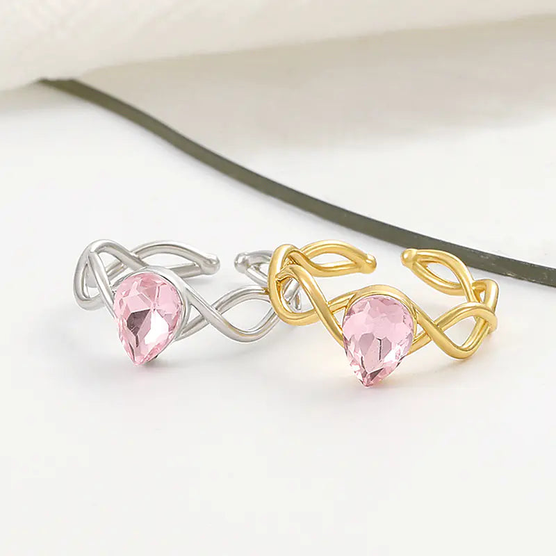 Barbie Rainbow Fairy Water Drop Ring with Pink Zircon