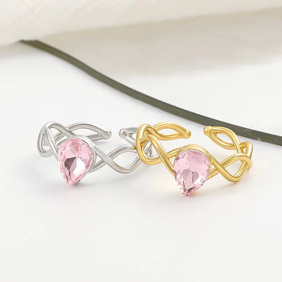 Barbie Rainbow Fairy Water Drop Ring with Pink Zircon