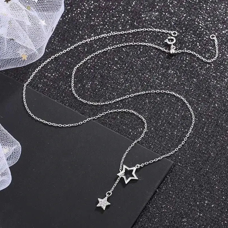2020 Silver Star Necklace with Diamond Accent (Simple) Mystorenews.shop