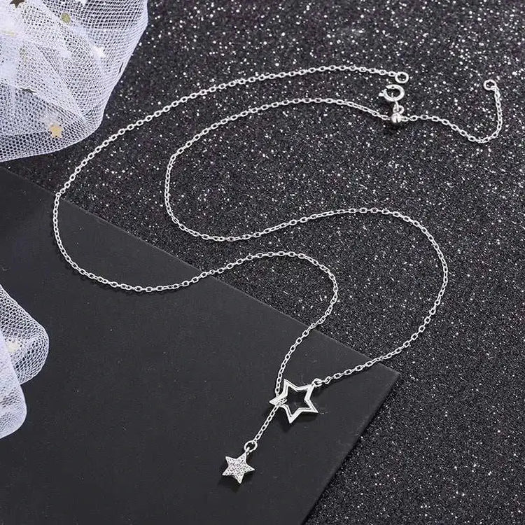 2020 Silver Star Necklace with Diamond Accent (Simple) Mystorenews.shop