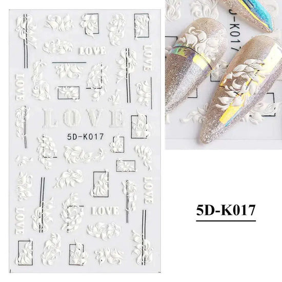 3D Hollow White Bridal Lace Butterfly Nail Stickers Mystorenews.shop