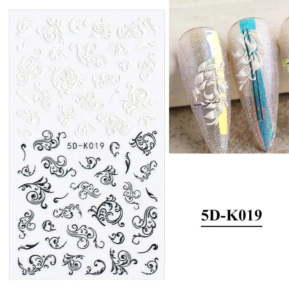 3D Hollow White Bridal Lace Butterfly Nail Stickers Mystorenews.shop
