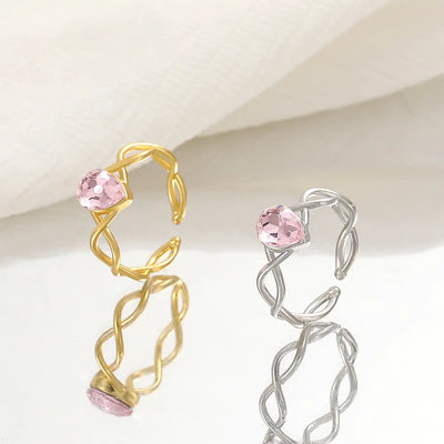 Barbie Rainbow Fairy Water Drop Ring with Pink Zircon