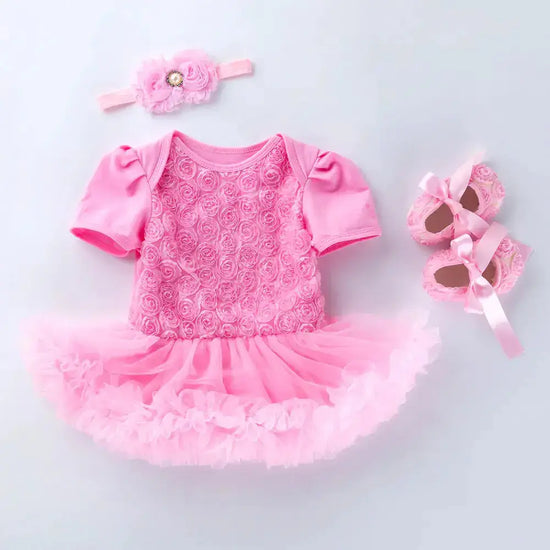 Baby Floral Short Sleeve Romper Set with Headband Mystorenews.shop