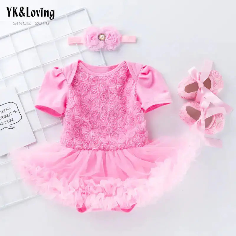 Baby Floral Short Sleeve Romper Set with Headband Mystorenews.shop