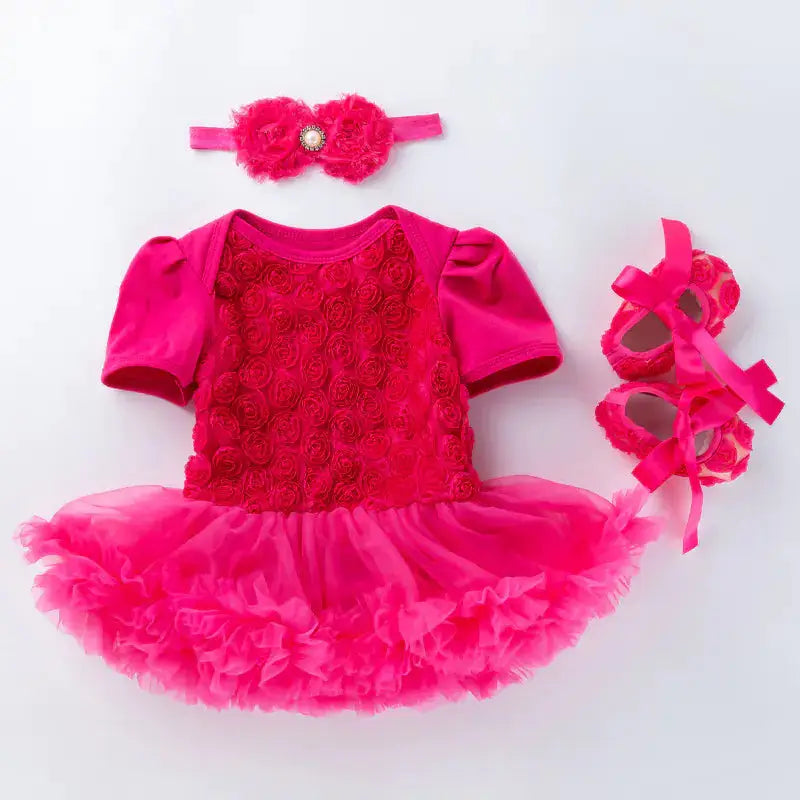 Baby Floral Short Sleeve Romper Set with Headband Mystorenews.shop