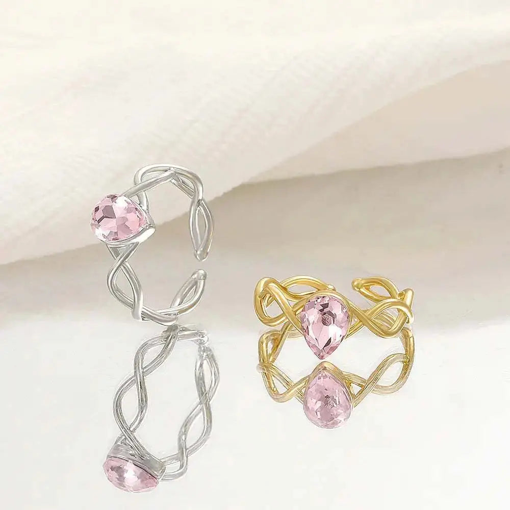 Barbie Rainbow Fairy Water Drop Ring with Pink Zircon Mystorenews.shop
