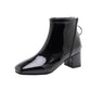 Chunky Heeled Patent Ankle Boots for Women Mystorenews.shop