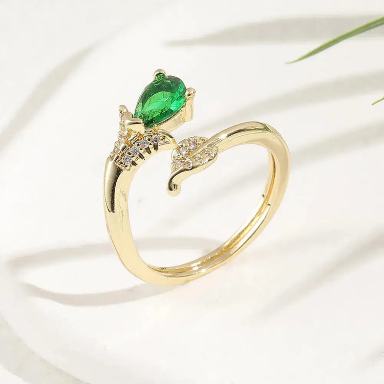 Copper Plated Gold Inlaid Zircon Fashion Ring Mystorenews.shop