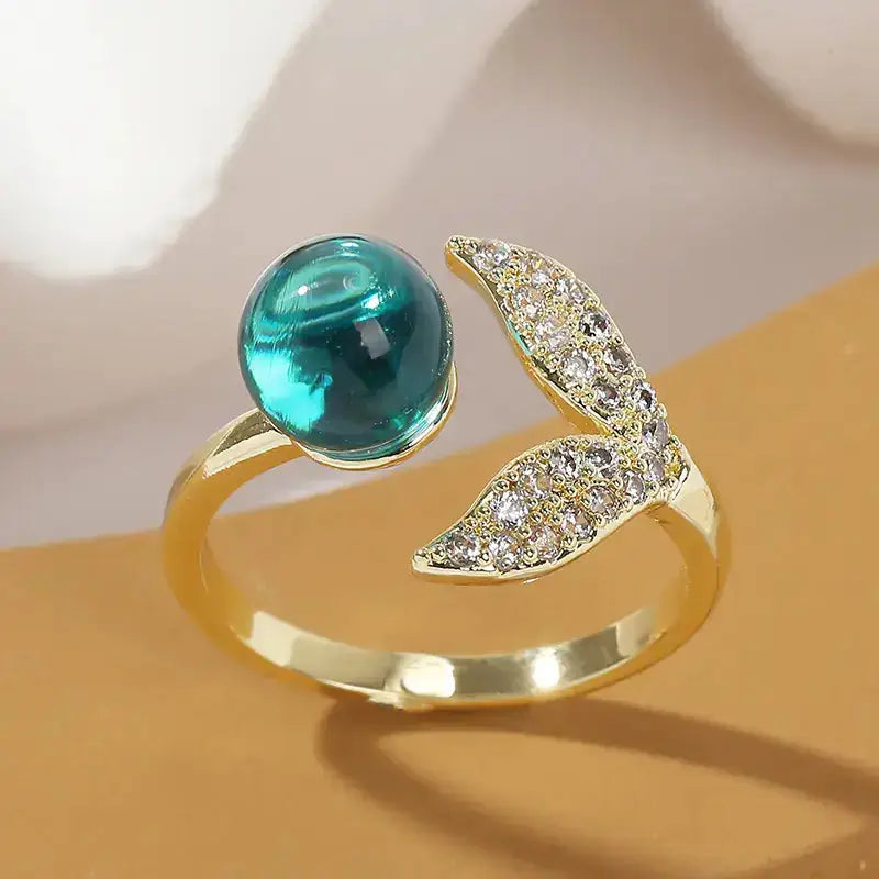 Creative Fashion Ocean Beads Mermaid Tail Ring Mystorenews.shop