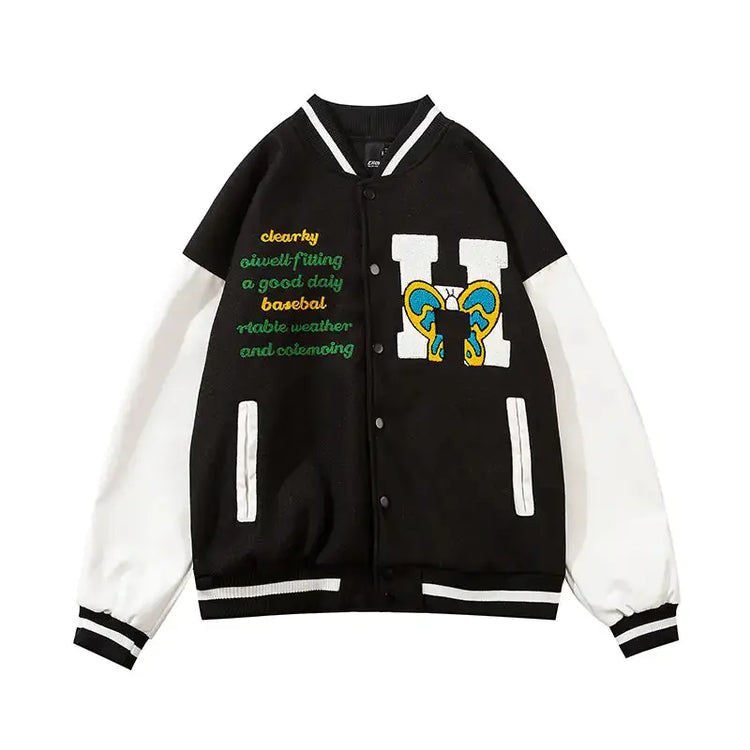 Embroidered Color Matching Couple Baseball Jacket Mystorenews.shop