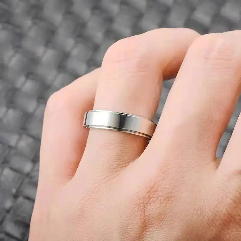Glossy Rotatable Titanium Steel Lettering Ring Mystorenews.shop