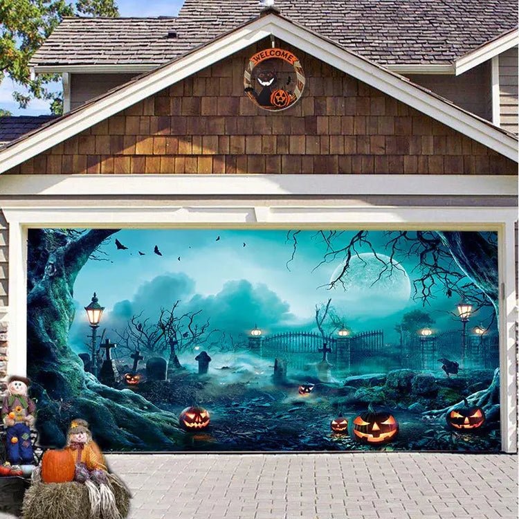 Halloween Misty Forest Garage Door Banner Mystorenews.shop