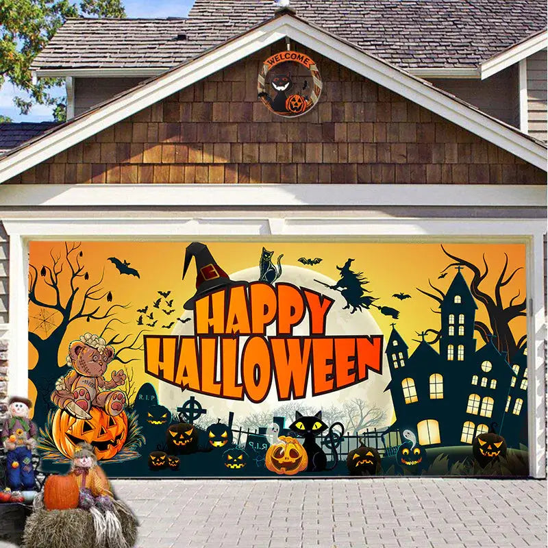 Halloween Misty Forest Garage Door Banner Mystorenews.shop