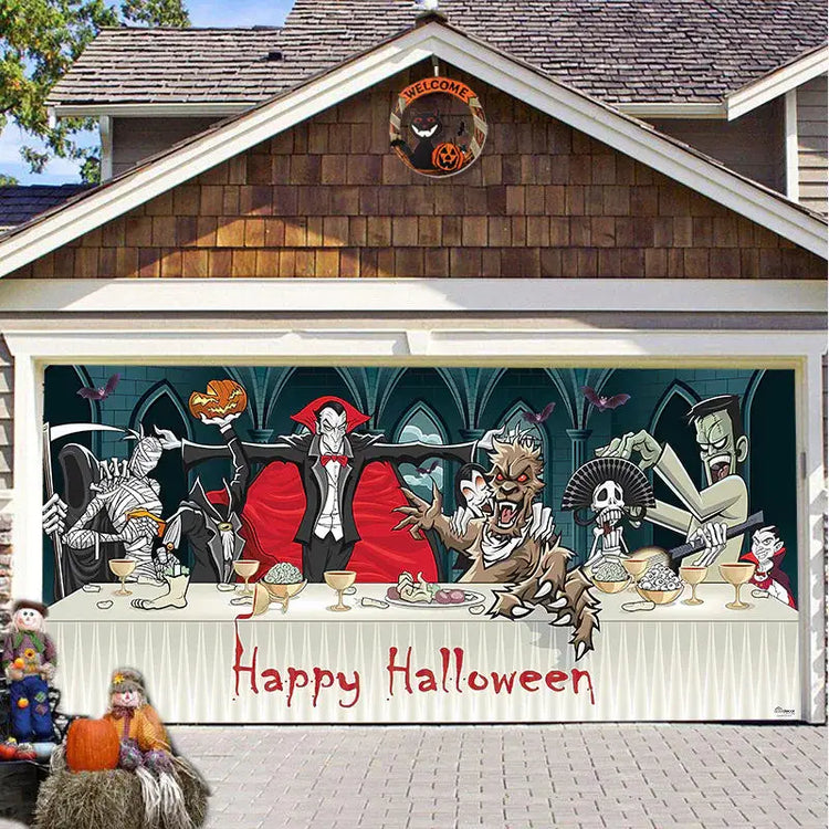 Halloween Misty Forest Garage Door Banner Mystorenews.shop
