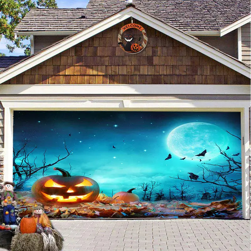 Halloween Misty Forest Garage Door Banner Mystorenews.shop