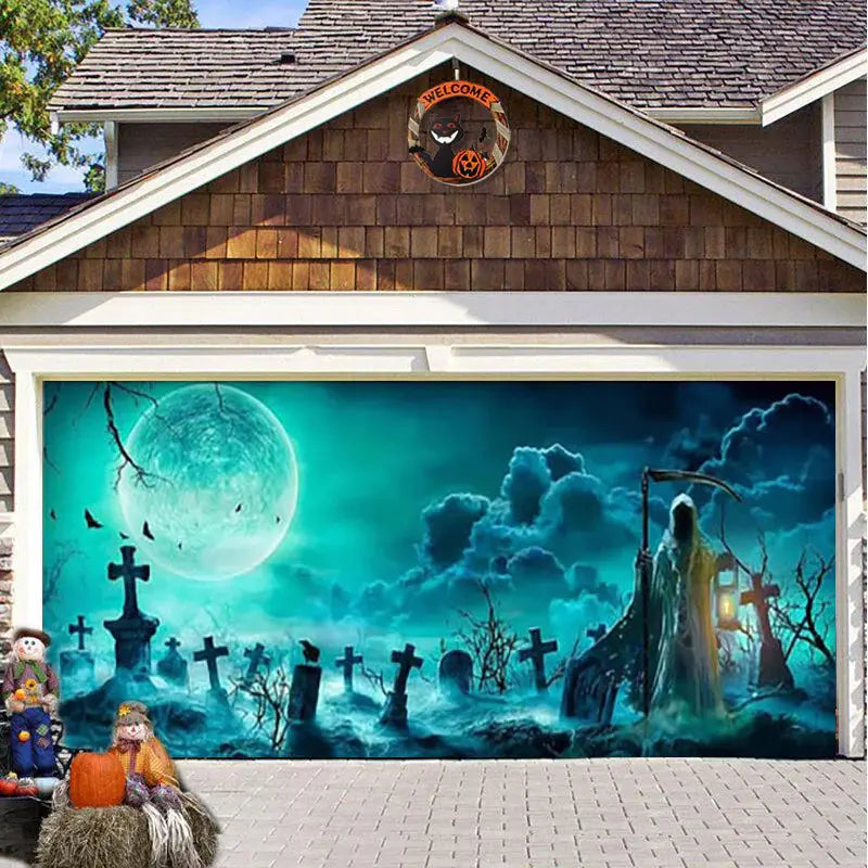 Halloween Misty Forest Garage Door Banner Mystorenews.shop