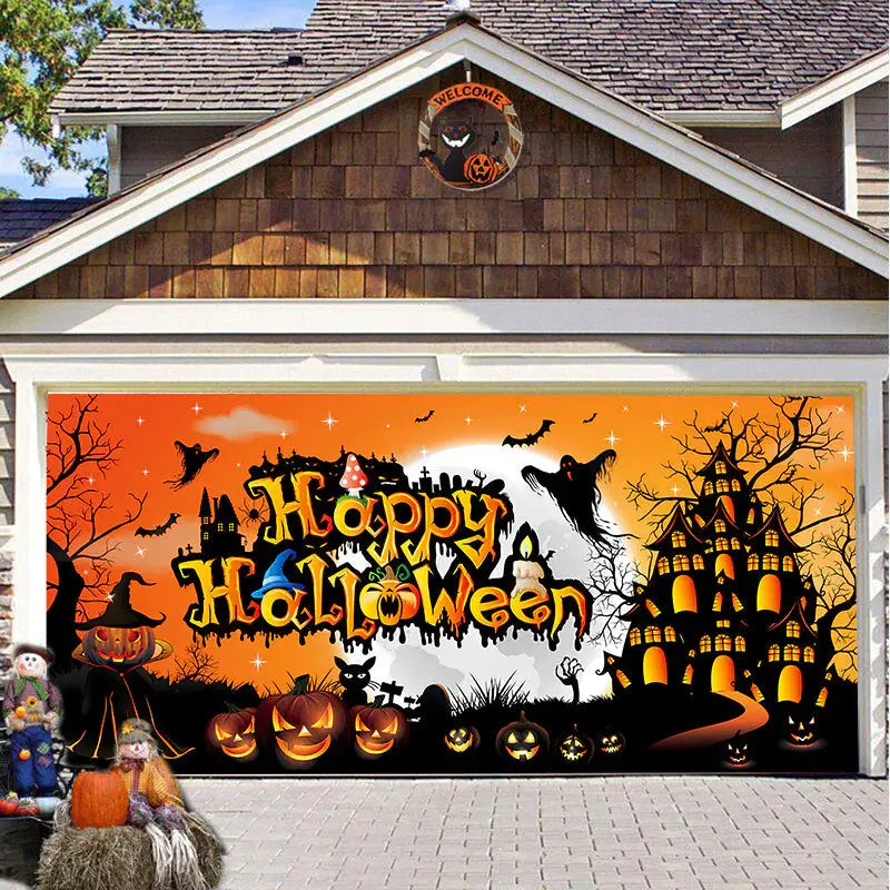 Halloween Misty Forest Garage Door Banner Mystorenews.shop