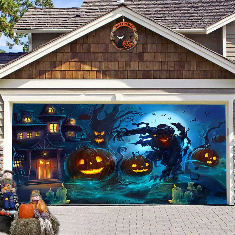 Halloween Misty Forest Garage Door Banner Mystorenews.shop