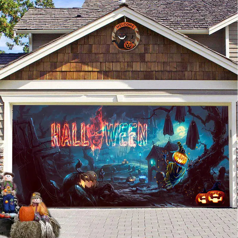 Halloween Misty Forest Garage Door Banner Mystorenews.shop