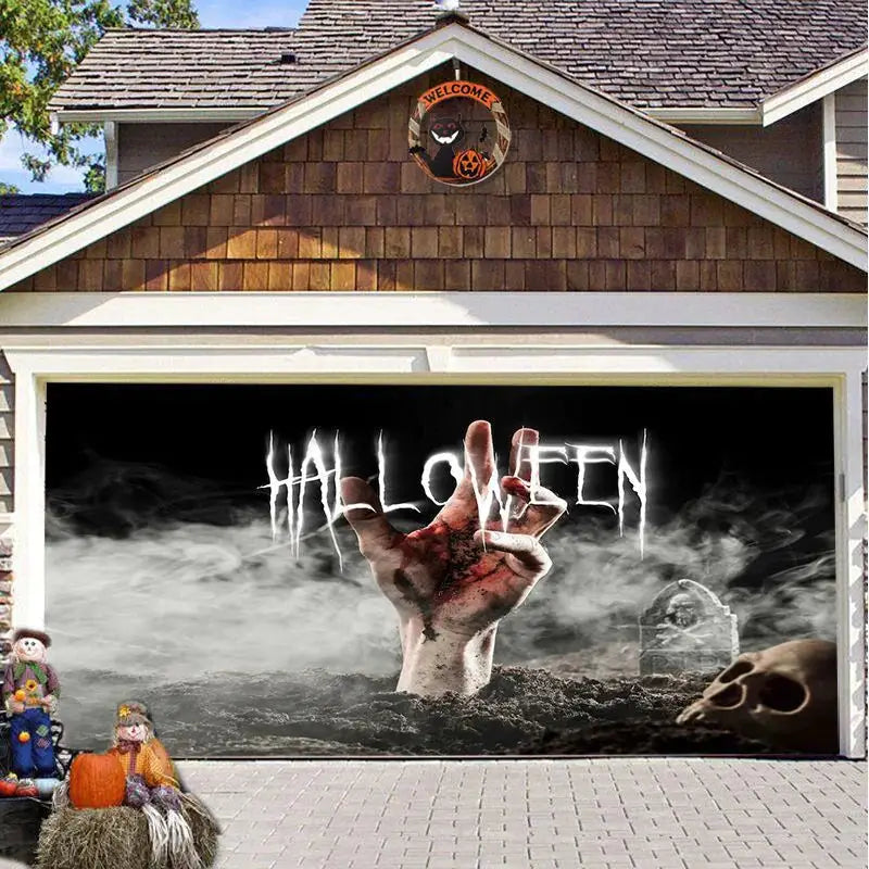 Halloween Misty Forest Garage Door Banner Mystorenews.shop