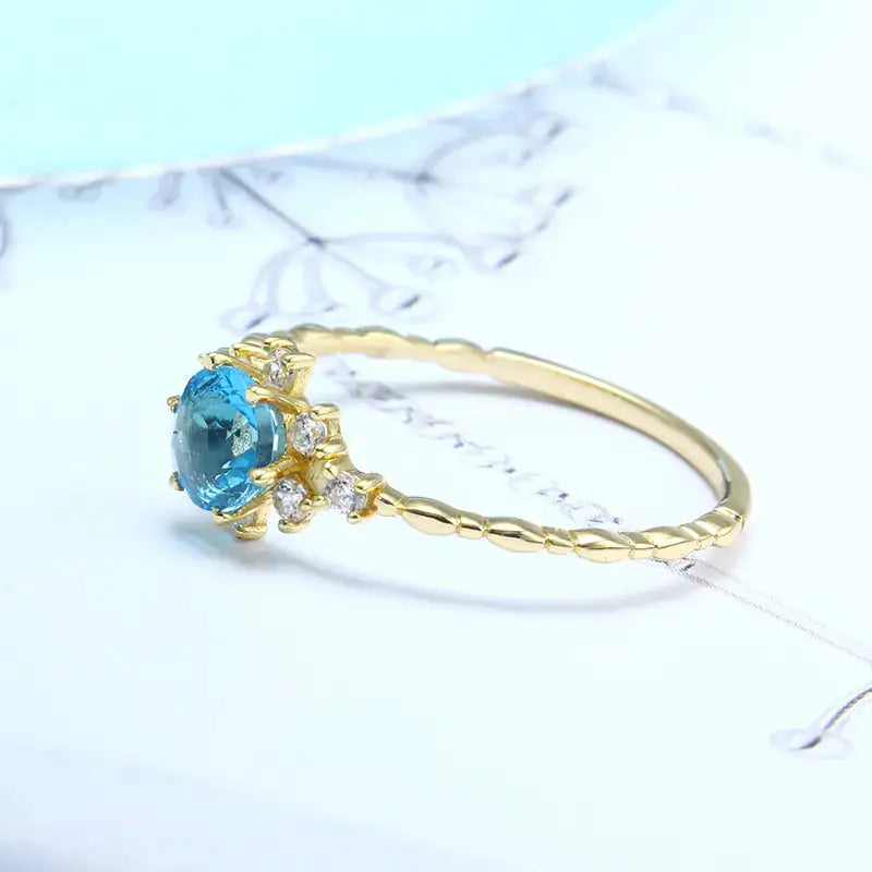 S925 Silver Natural Blue Topaz Zircon Ring for Women Mystorenews.shop