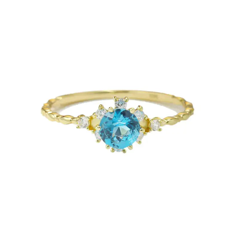 S925 Silver Natural Blue Topaz Zircon Ring for Women Mystorenews.shop