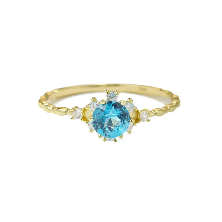 S925 Silver Natural Blue Topaz Zircon Ring for Women Mystorenews.shop