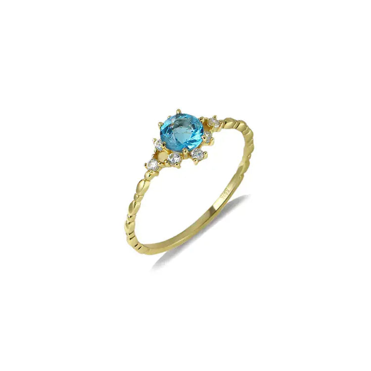 S925 Silver Natural Blue Topaz Zircon Ring for Women Mystorenews.shop