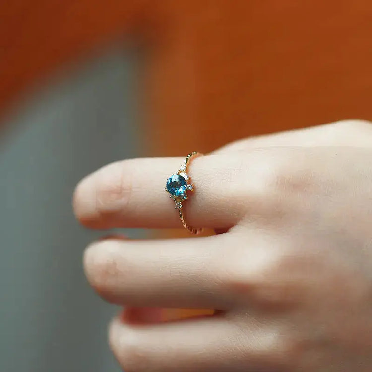 S925 Silver Natural Blue Topaz Zircon Ring for Women Mystorenews.shop