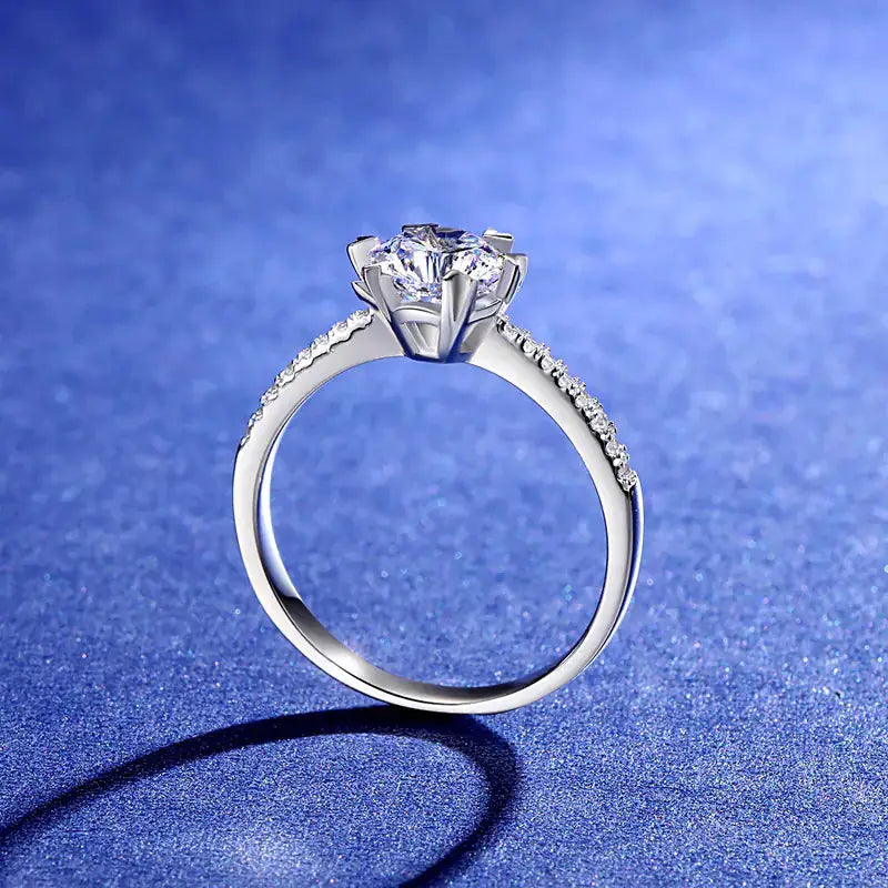 S925 Sterling Silver 1 Carat Moissanite Snow Ring Mystorenews.shop