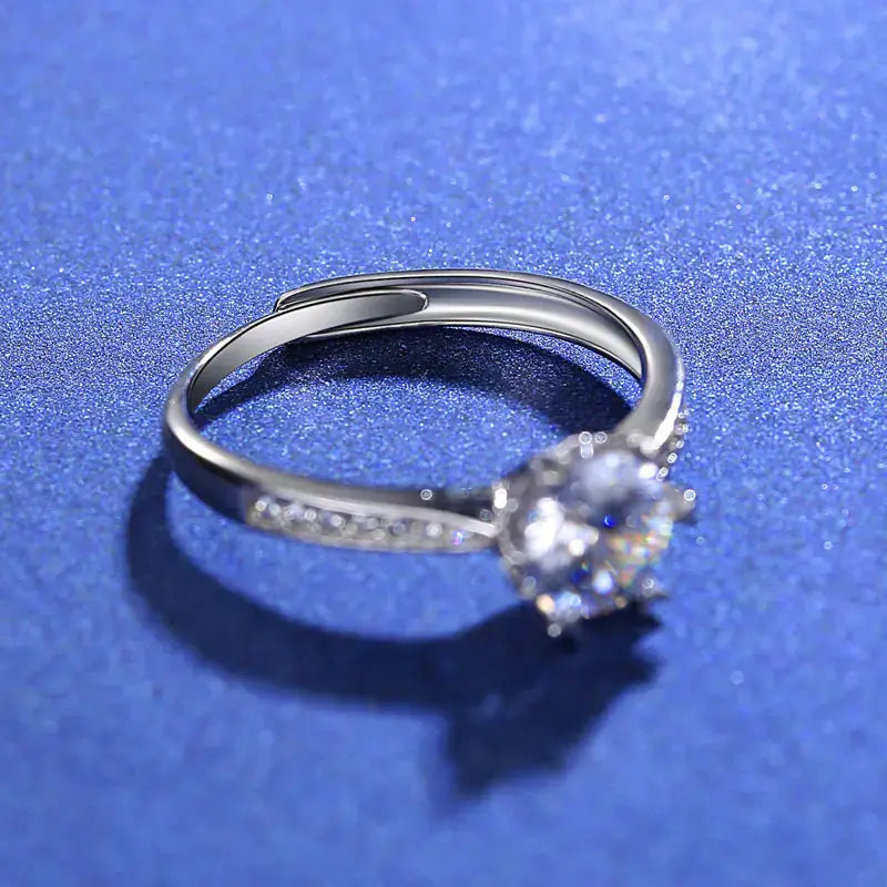 S925 Sterling Silver 1 Carat Moissanite Snow Ring Mystorenews.shop