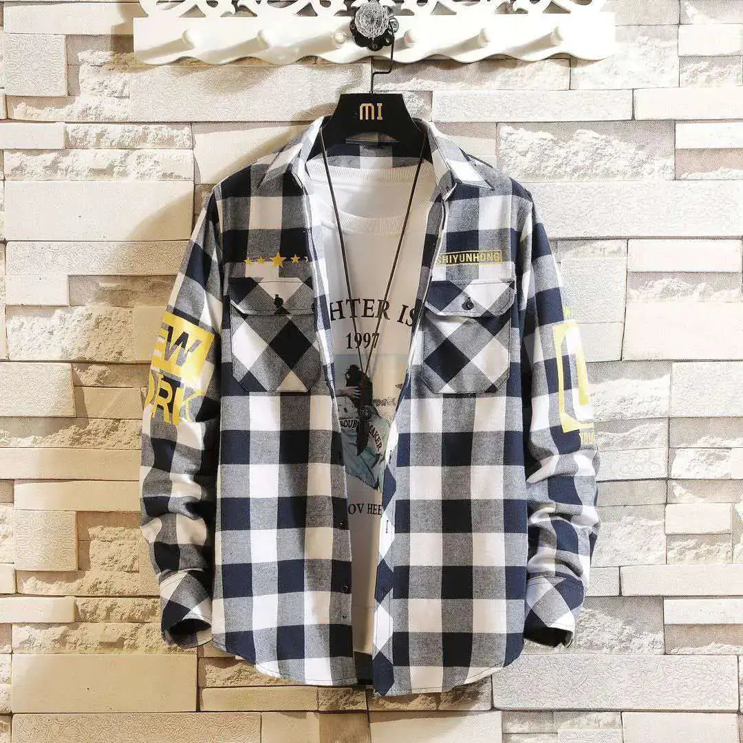 Slim Fit Casual Plaid Shirt for Men Mystorenews.shop