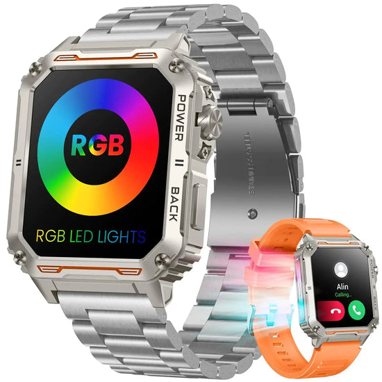 Smartwatch for Men Fitness Tracker Watch: 1.91" Touchscreen Smart Watch with RGB LED Lights Answer/Make Call Pedometer Heart Rate Blood Pressure Monitor Activity Tracker Waterproof for Android iOS Mystorenews.shop