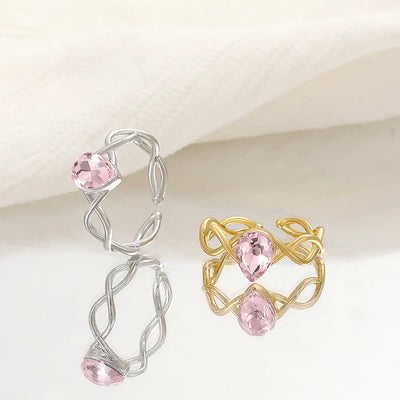 Barbie Rainbow Fairy Water Drop Ring with Pink Zircon