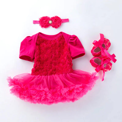 Baby Floral Short Sleeve Romper Set with Headband