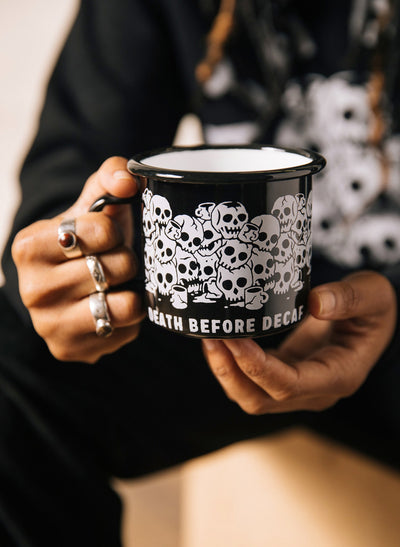 Death Before Decaf Enamel Mug