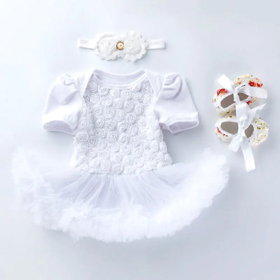 Baby Floral Short Sleeve Romper Set with Headband