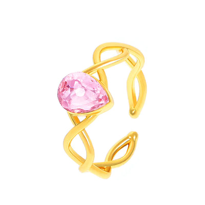 Barbie Rainbow Fairy Water Drop Ring with Pink Zircon