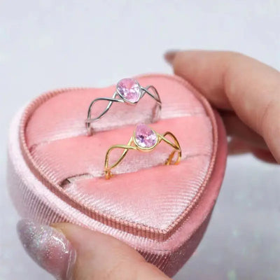 Barbie Rainbow Fairy Water Drop Ring with Pink Zircon