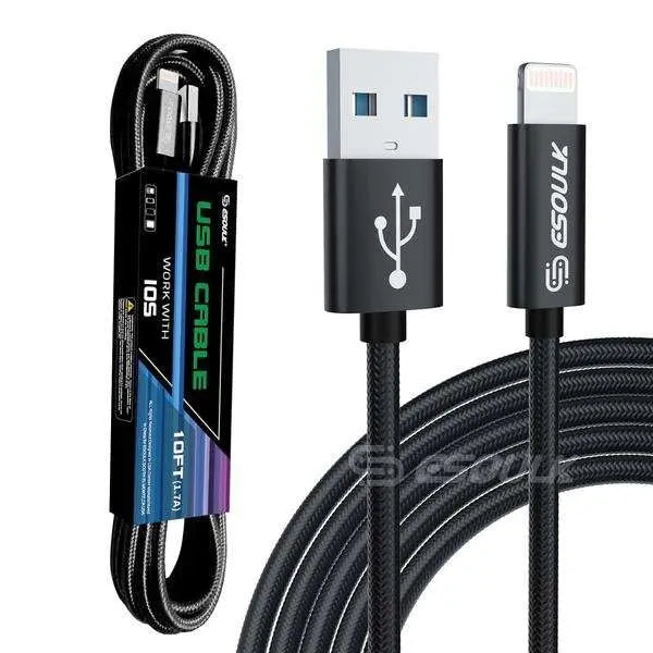 Câble USB 10FT pour iPhone XS/XR/XS MAX 1.7A – Charge Rapide et Longueur Idéale DC-THE CEO