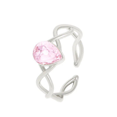 Barbie Rainbow Fairy Water Drop Ring with Pink Zircon