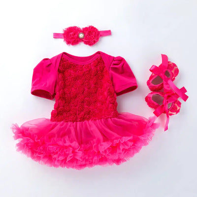 Baby Floral Short Sleeve Romper Set with Headband